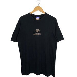Vintage Stussy Australia Linked Monogram Short Sleeve Tribe Tee Black men's S